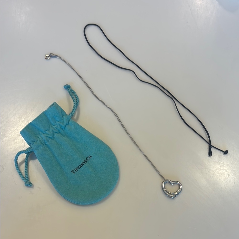 Tiffany & Co. Elsa Peretti Silver Open Heart Pendant Necklace